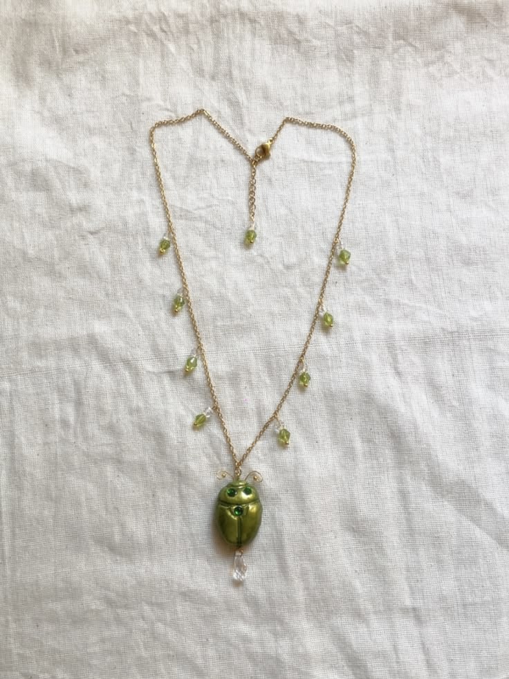Green Beetle Necklace