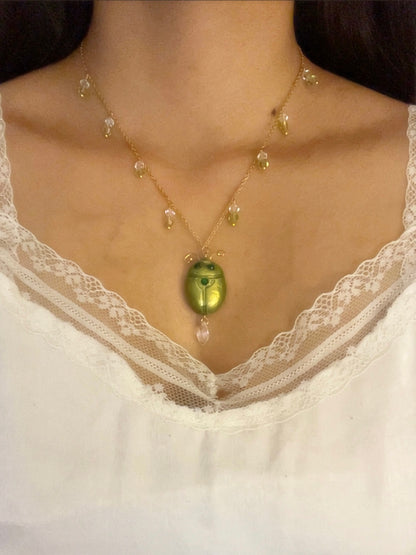 Green Beetle Necklace