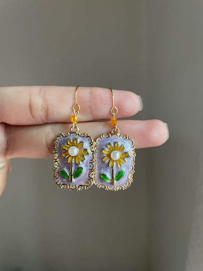 Sunflower Frame Chunky Earrings