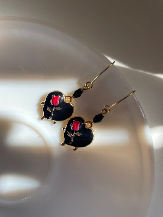 Rose Heart Chunky Earrings